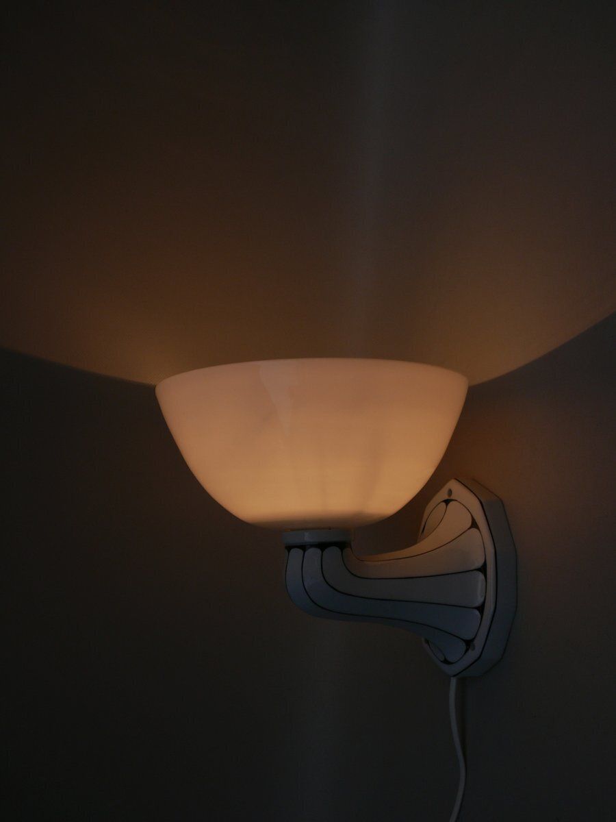 German Wall Lamp In Porcelain And White Cased Glass, 1890s photo vinterior