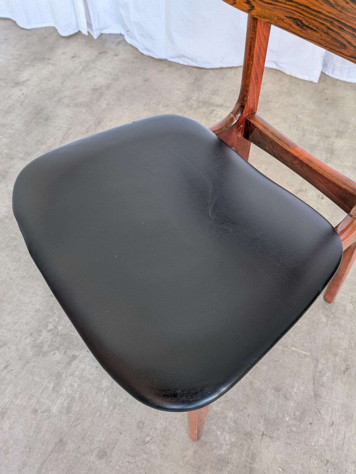Vintage Mid Century Wooden Dining Chair With Black Leather Seat photo 272.0
