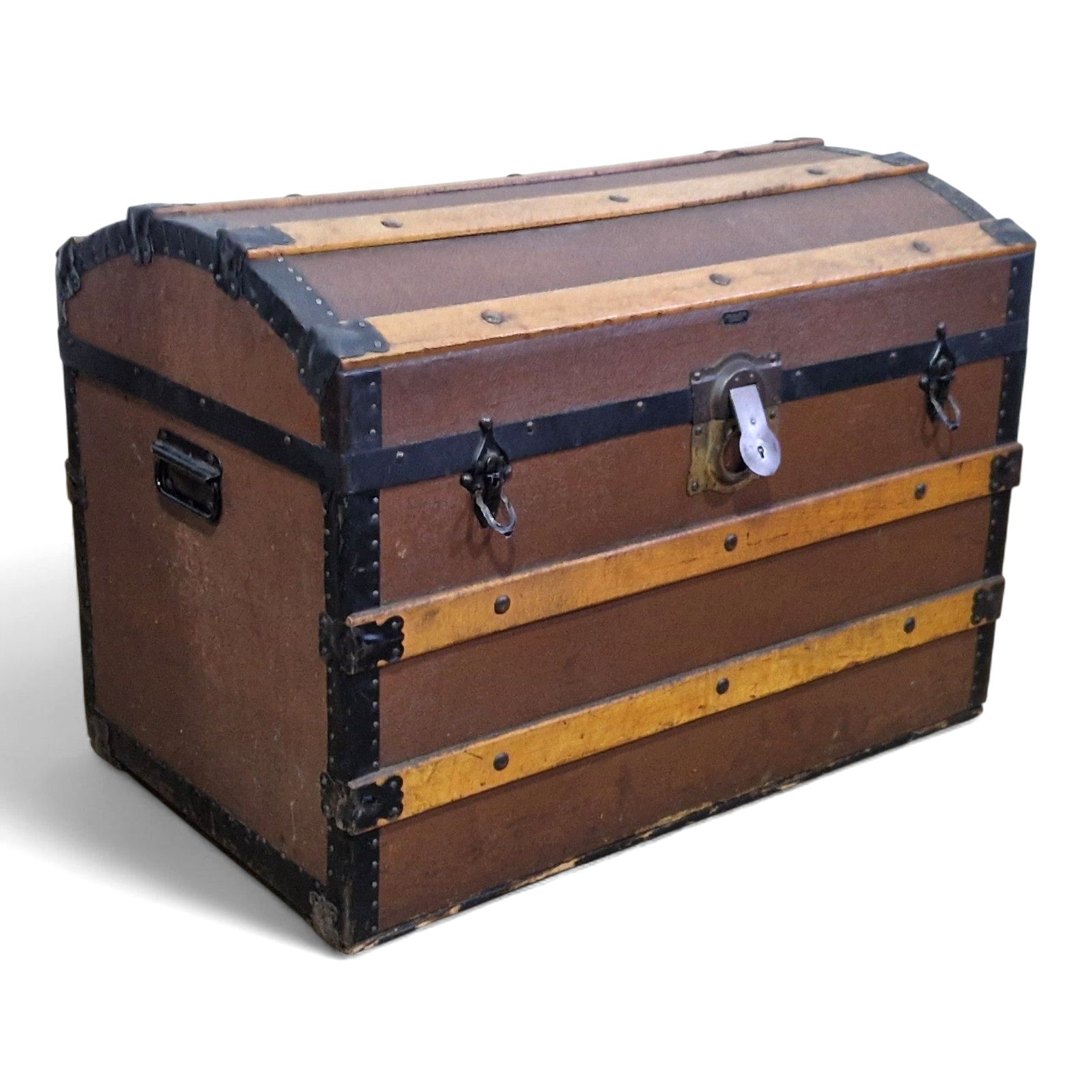 Victorian Dome Top Travel Trunk Antique Steamer Chest Blanket Storage Box photo furniture