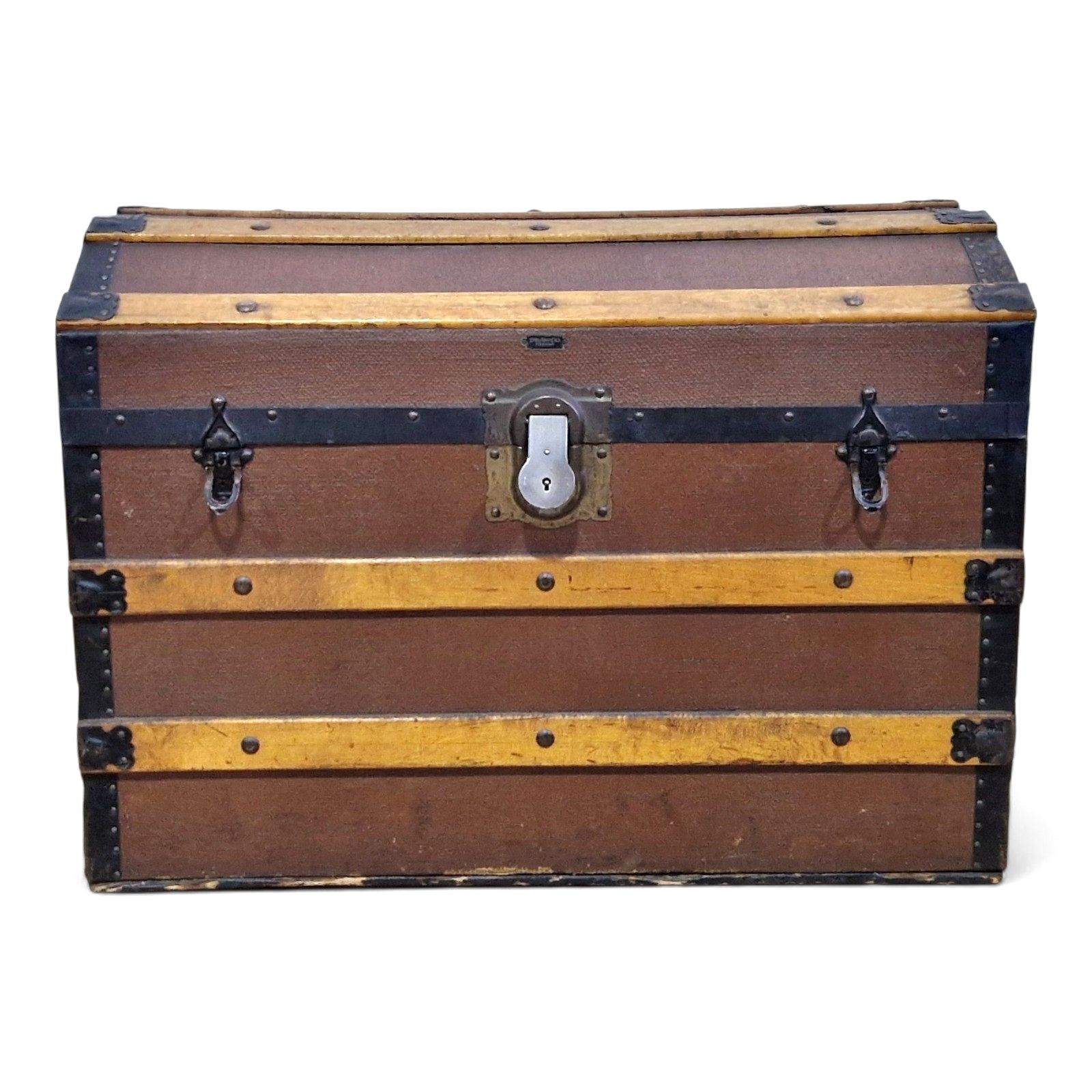 Victorian Dome Top Travel Trunk Antique Steamer Chest Blanket Storage Box photo Furniture