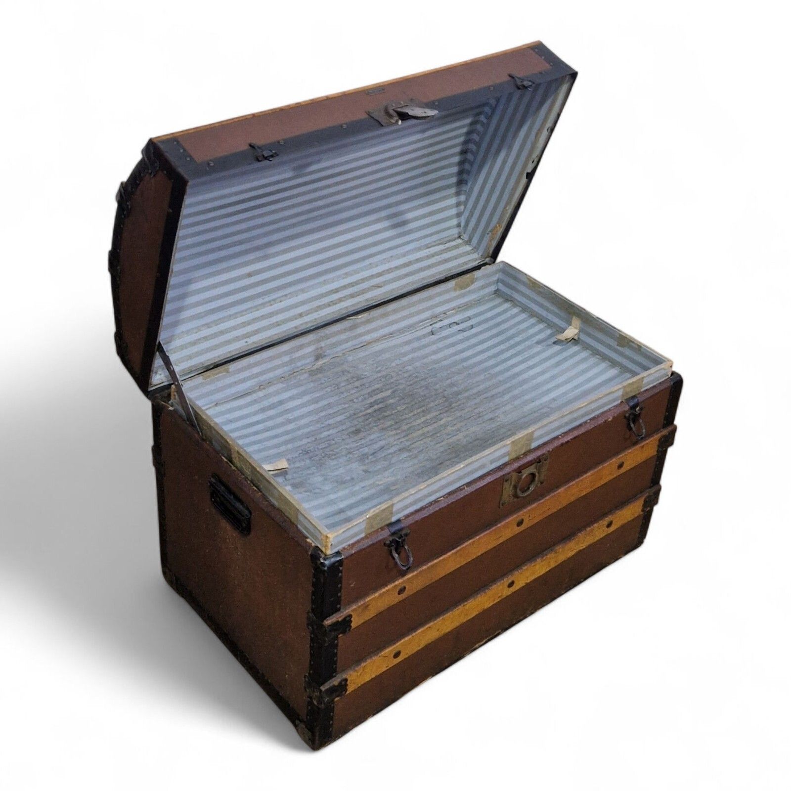 photo furniture Victorian Dome Top Travel Trunk Antique Steamer Chest Blanket Storage Box