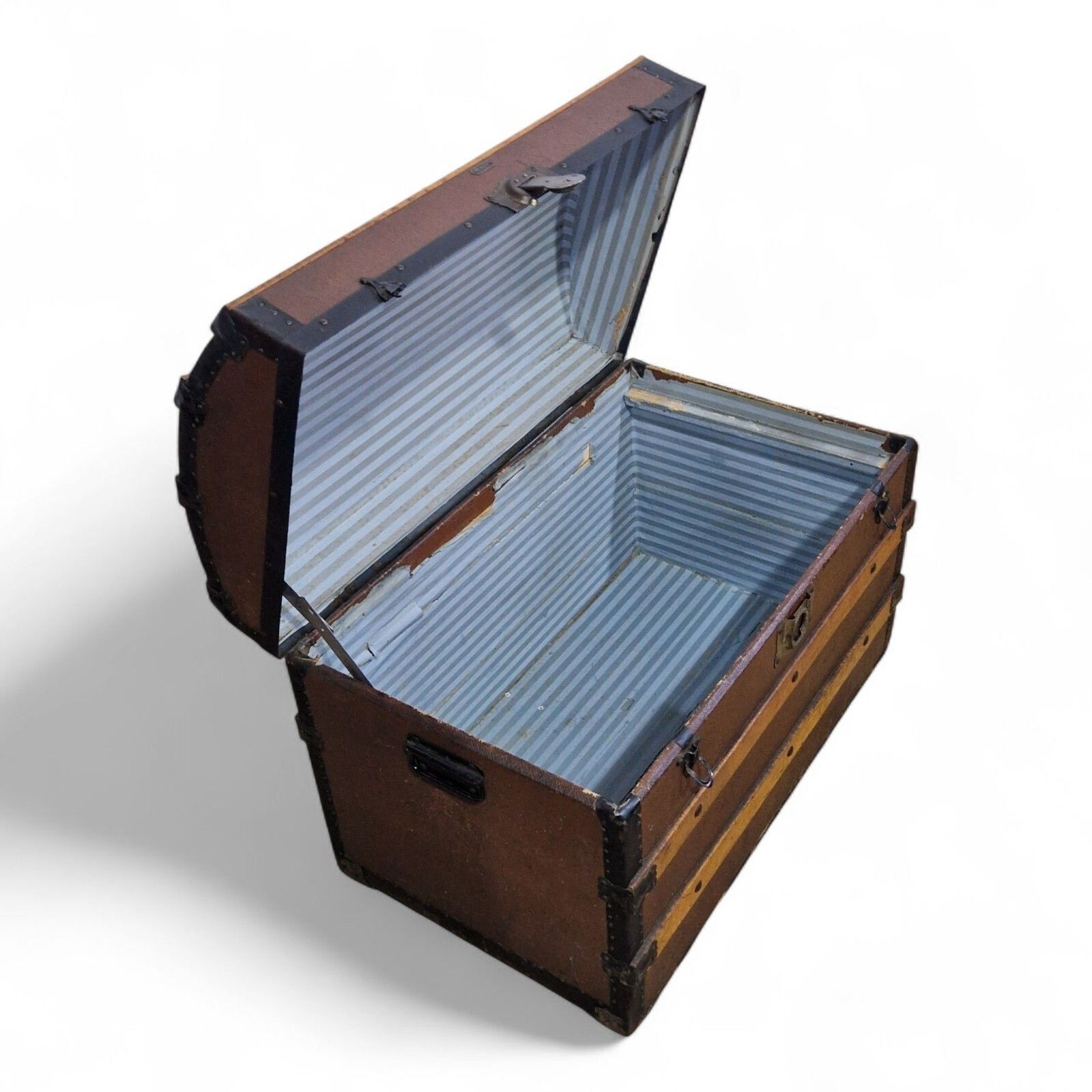 149.0 Victorian Dome Top Travel Trunk Antique Steamer Chest Blanket Storage Box photo