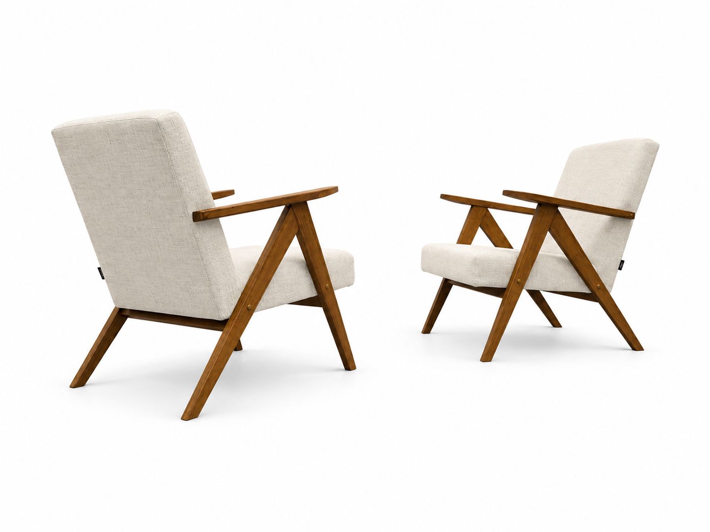 Set Of Two   Mid Century Easy Chairs Model B   310 Var In Ivory photo vinterior