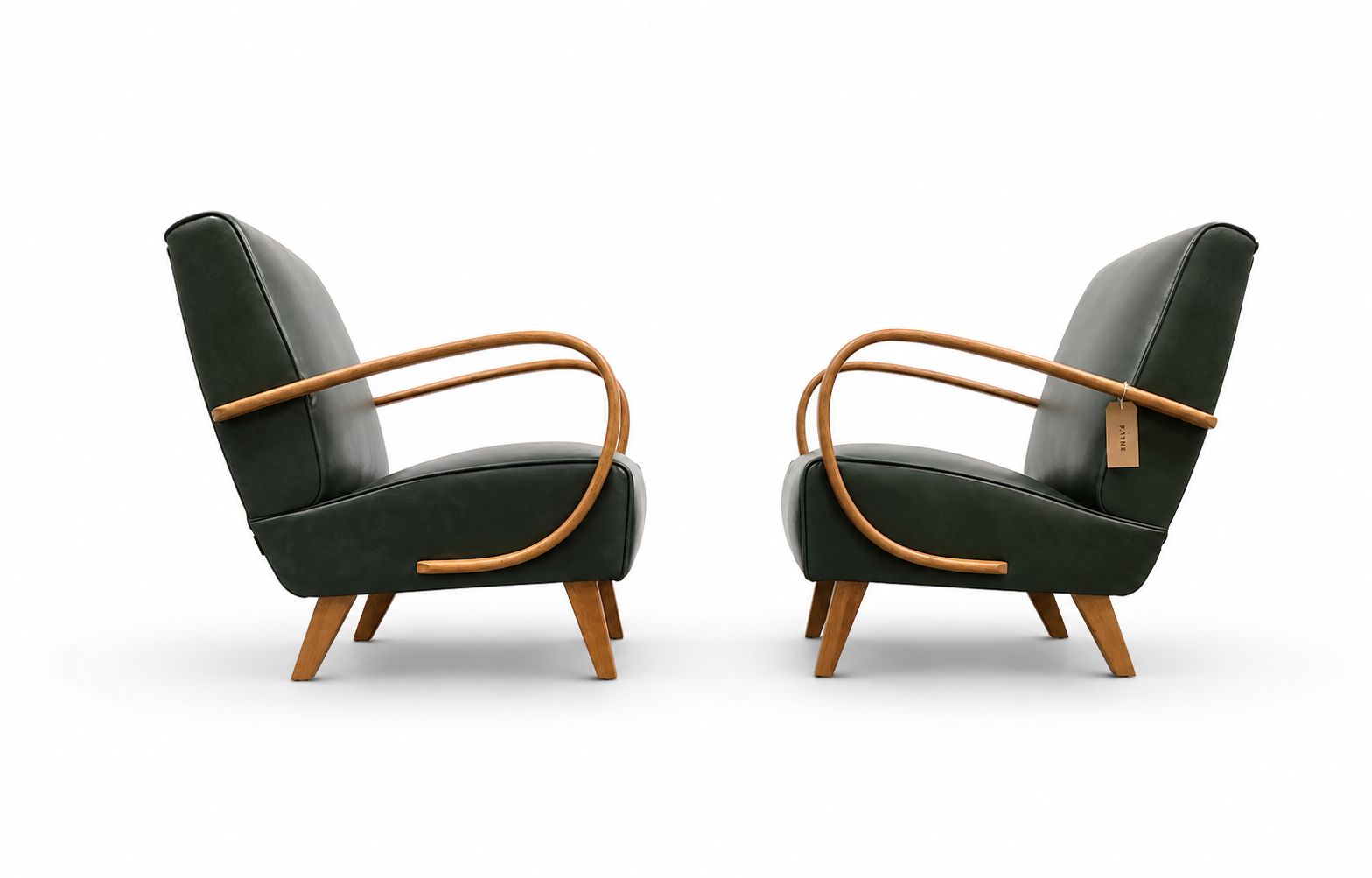 1930 Jindrich Halabala Bentwood Armchair In Premium Green Leather photo 1200.0