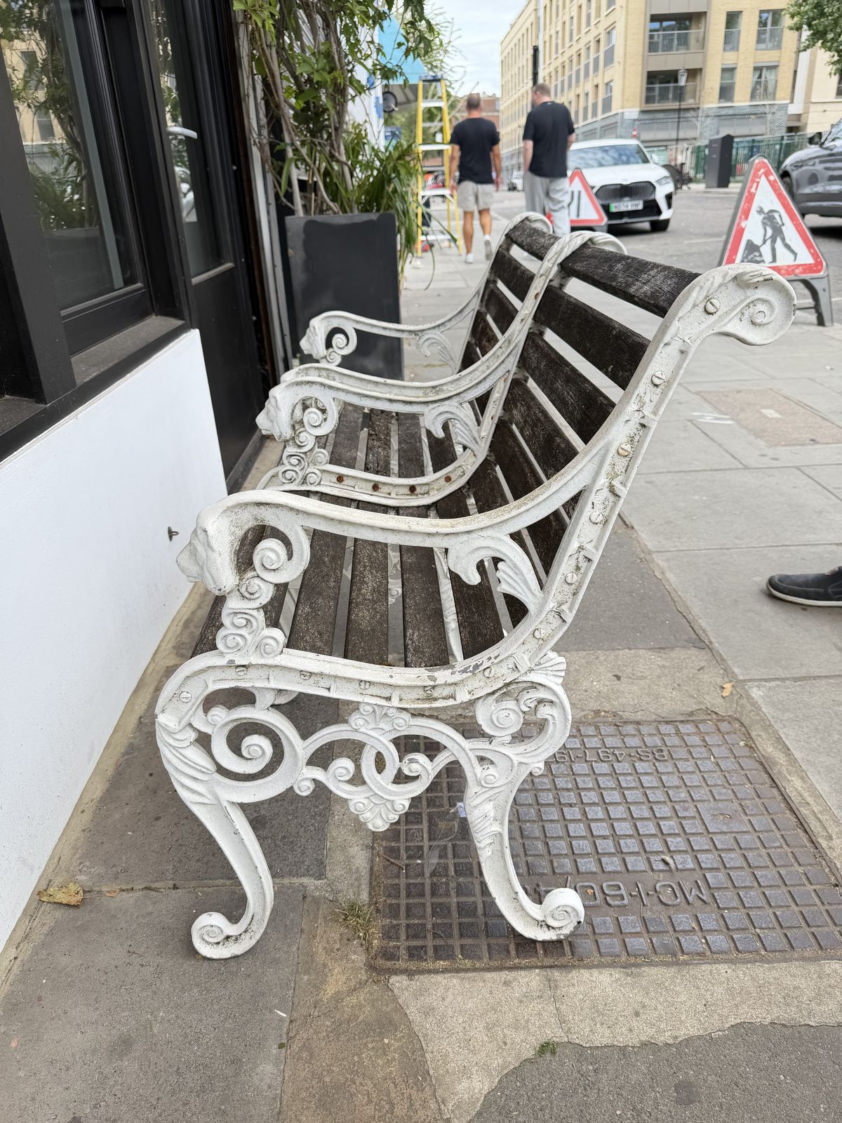 Pair Of Cast Iron And Hardwood Garden Armchairs, C.1930–1950 photo vintage