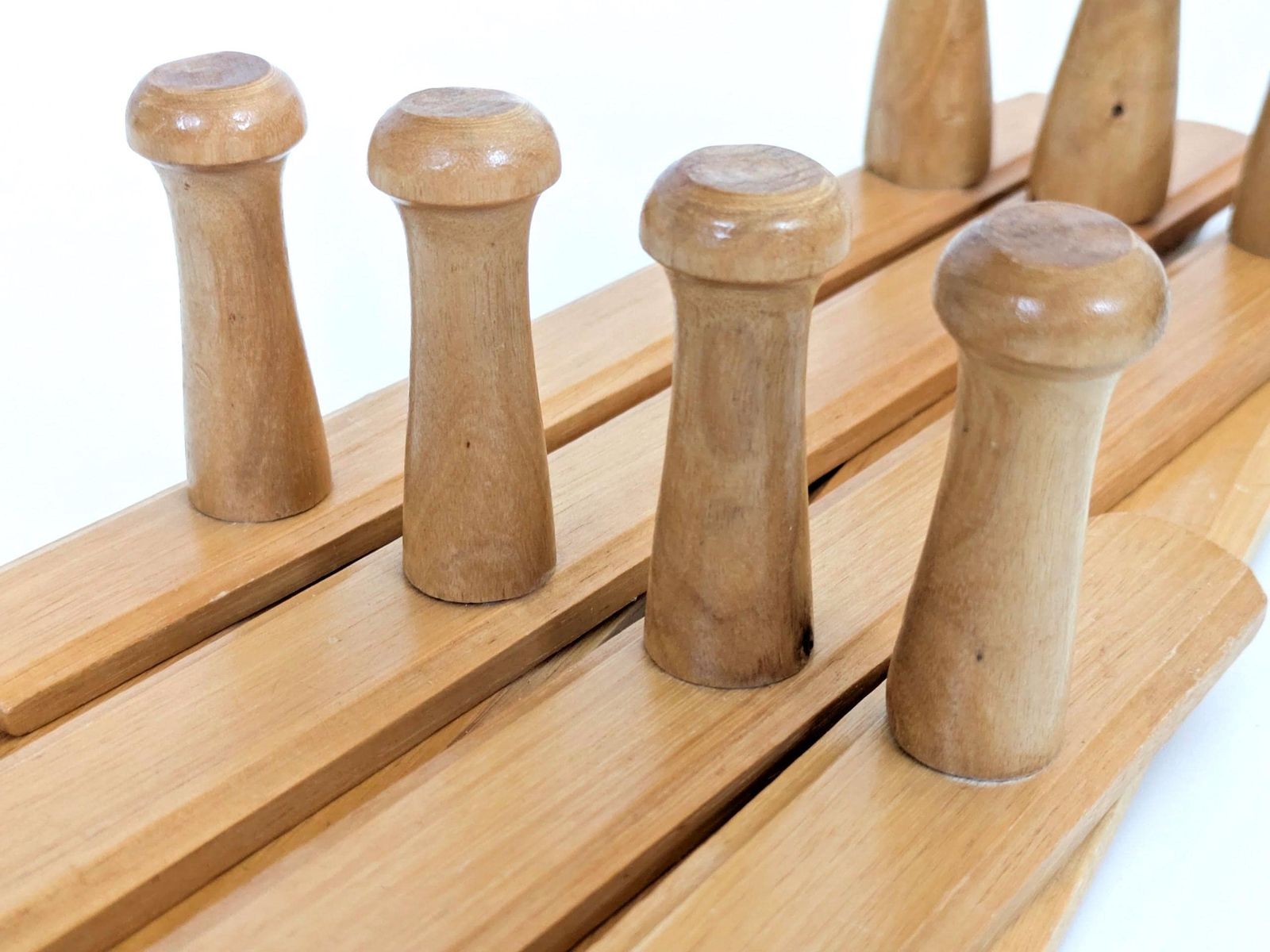 Vintage Beech Accordion Wall Coat Rack, Mid Century Expandable Wooden Hooks 10 Pegs photo vintage