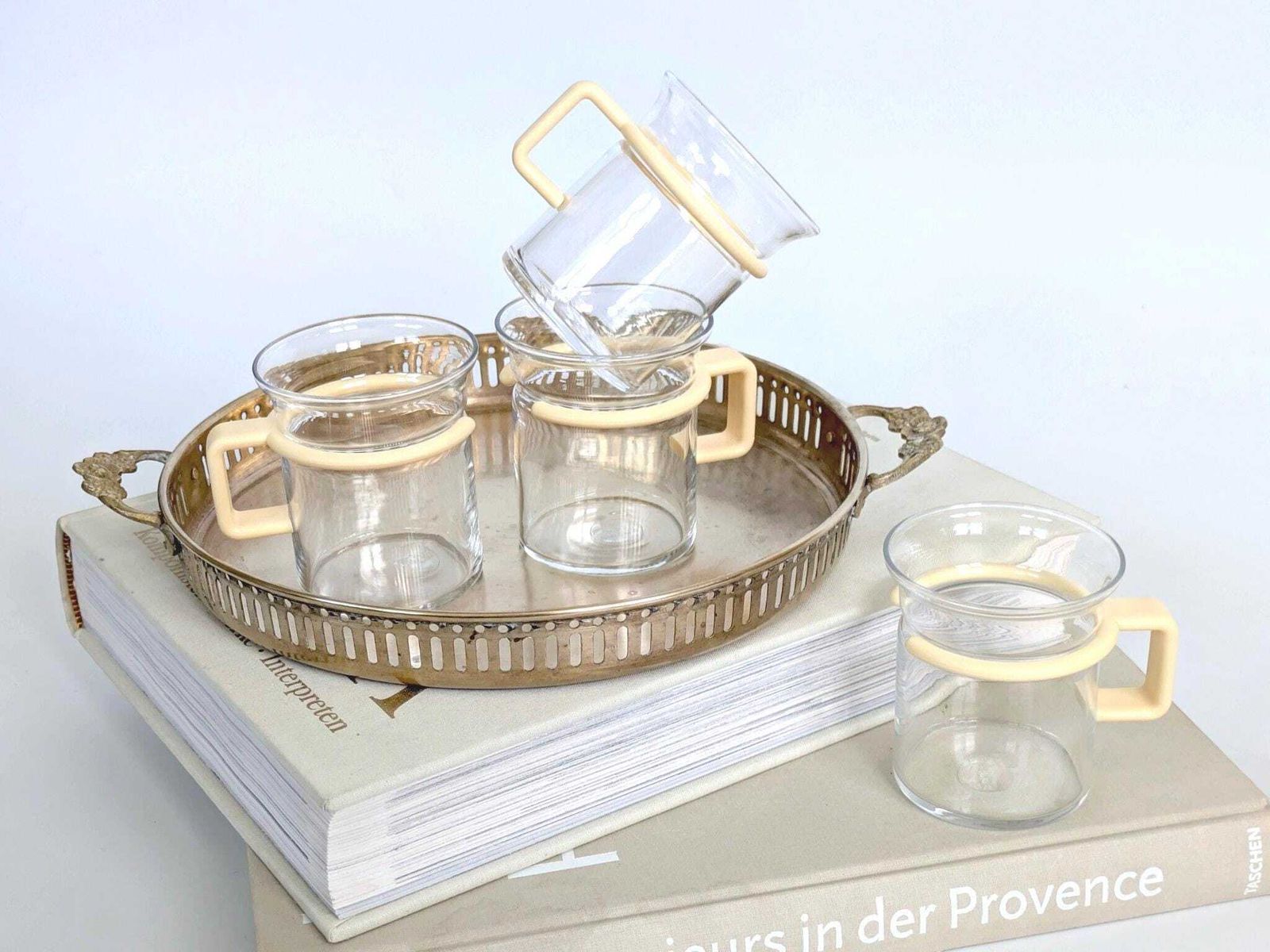 Vintage Bodum Glass Cups Set, Carsten Jørgensen Danish Modern Tea Mugs, 1980s Design photo furniture
