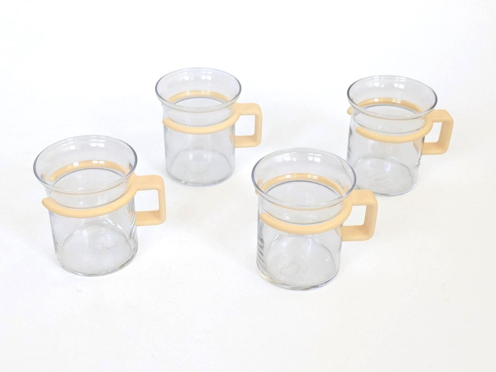 Vintage Bodum Glass Cups Set, Carsten Jørgensen Danish Modern Tea Mugs, 1980s Design photo for sale