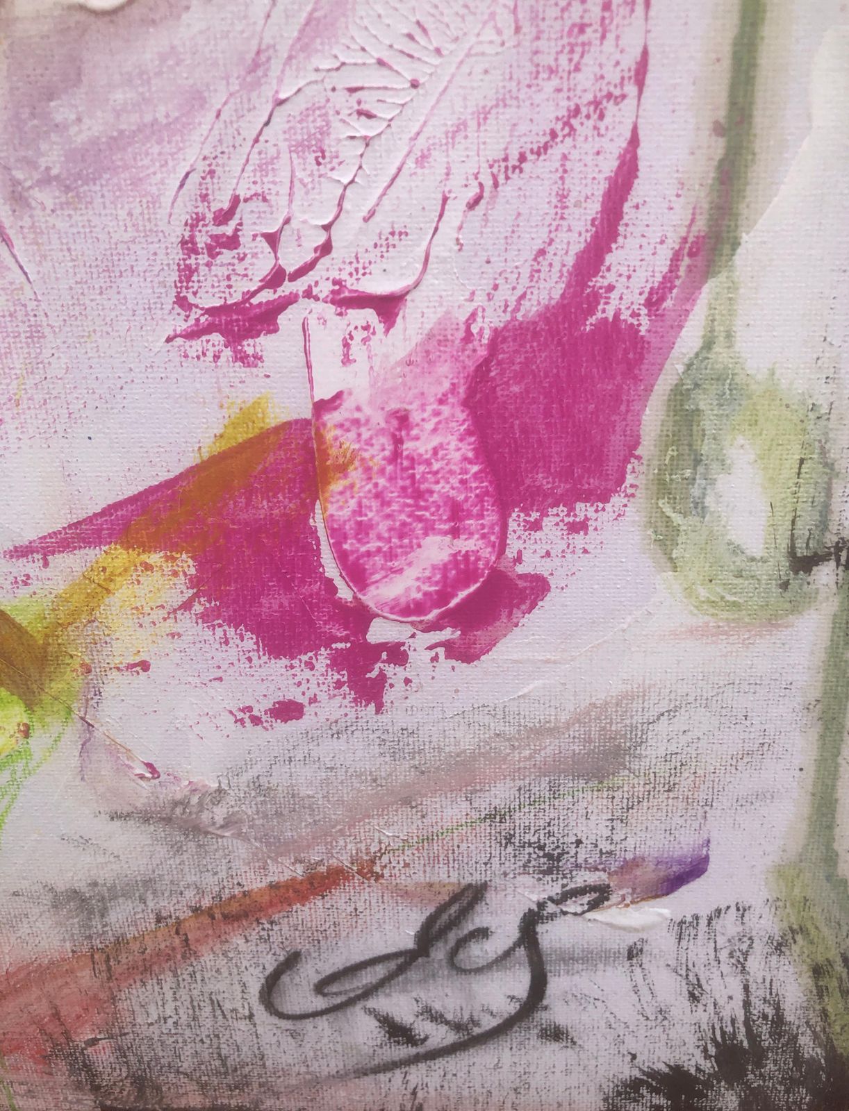 Nerea Caos Abstract Expressionist Figure In Pink And Gold Contemporary Spanish Oil Painting 2023 photo furniture