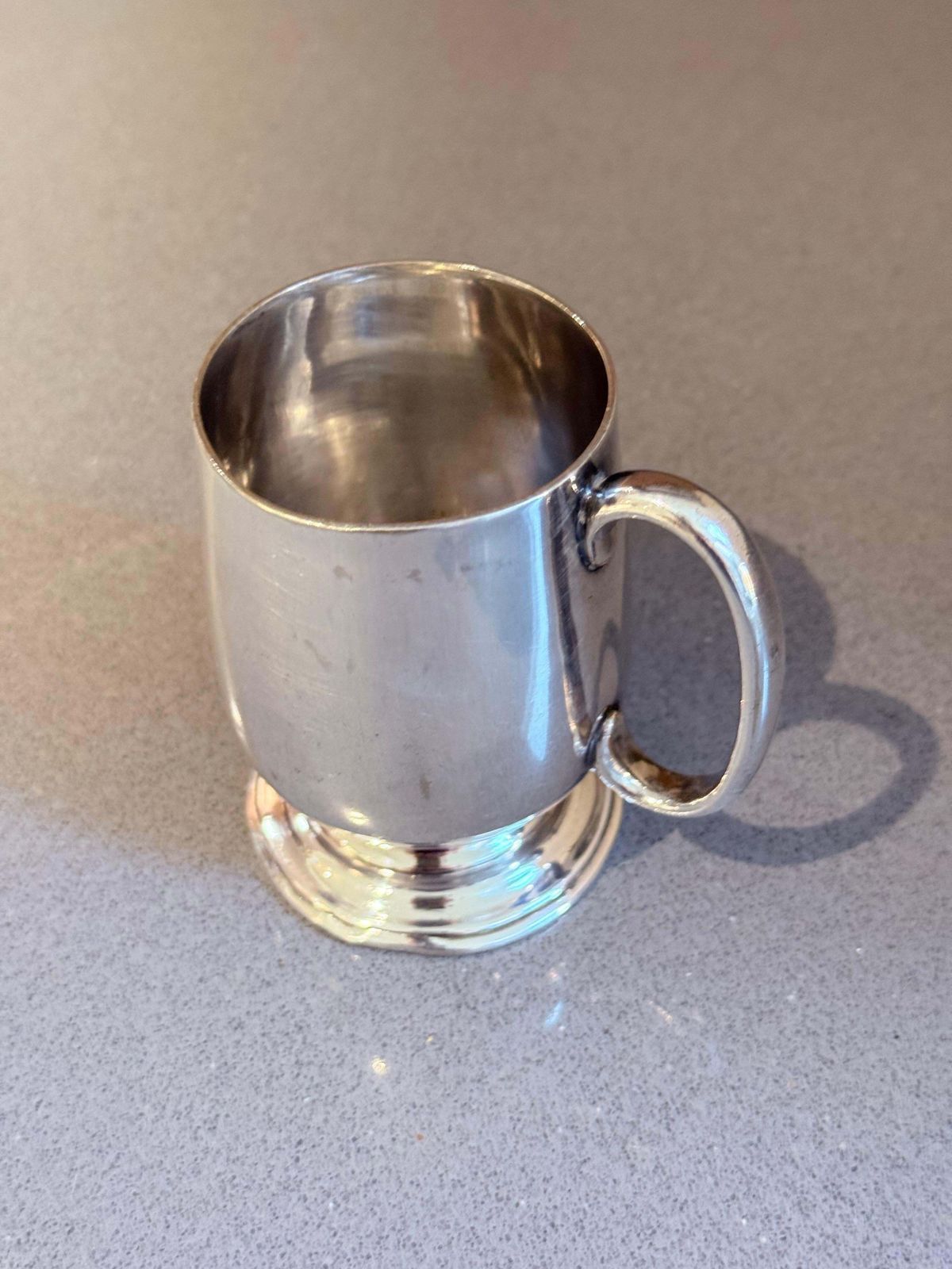 Vintage English Silver Plate Tankard Mug Elegant Footed Pewter Style Tea Cup photo 190.0