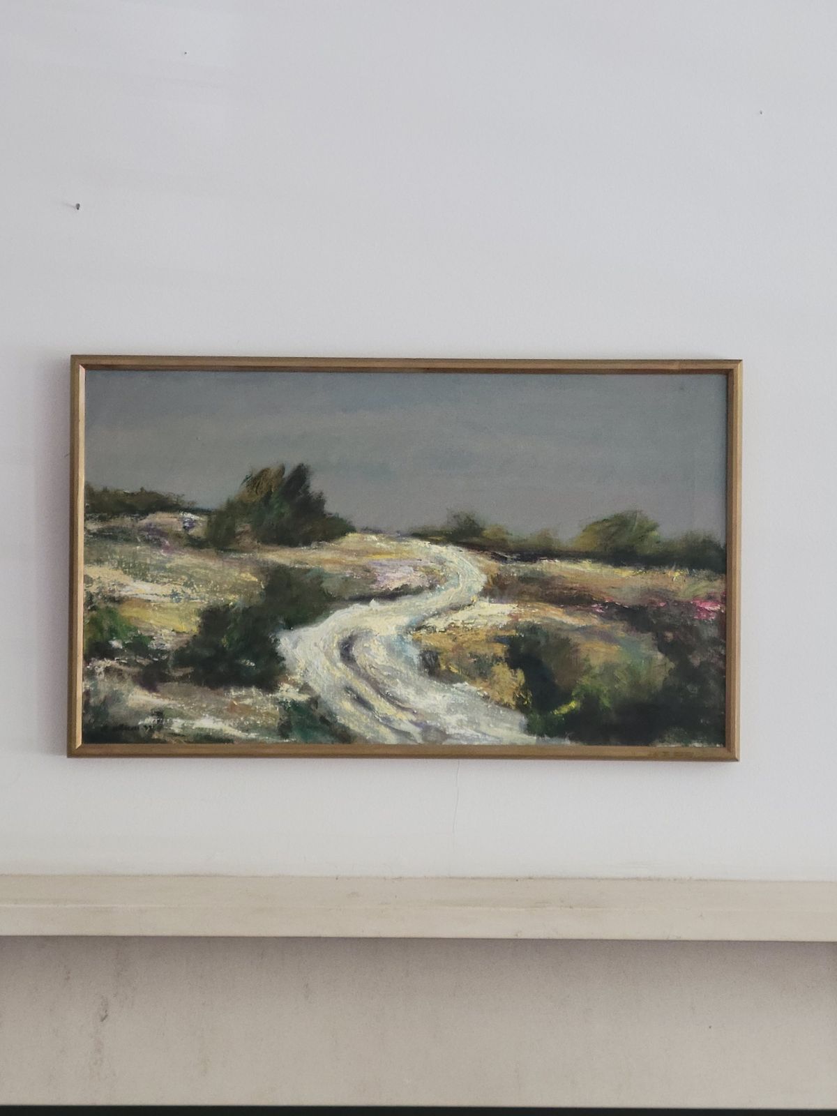 Road Through The Heath  Original Framed Mid Century Landscape Oil Painting photo for sale