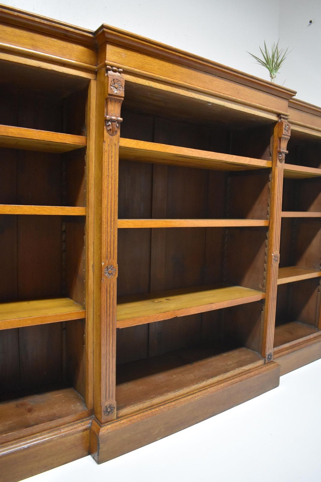 Large Antique Victorian Oak Library Breakfront Barristers Display Bookcase photo Furniture