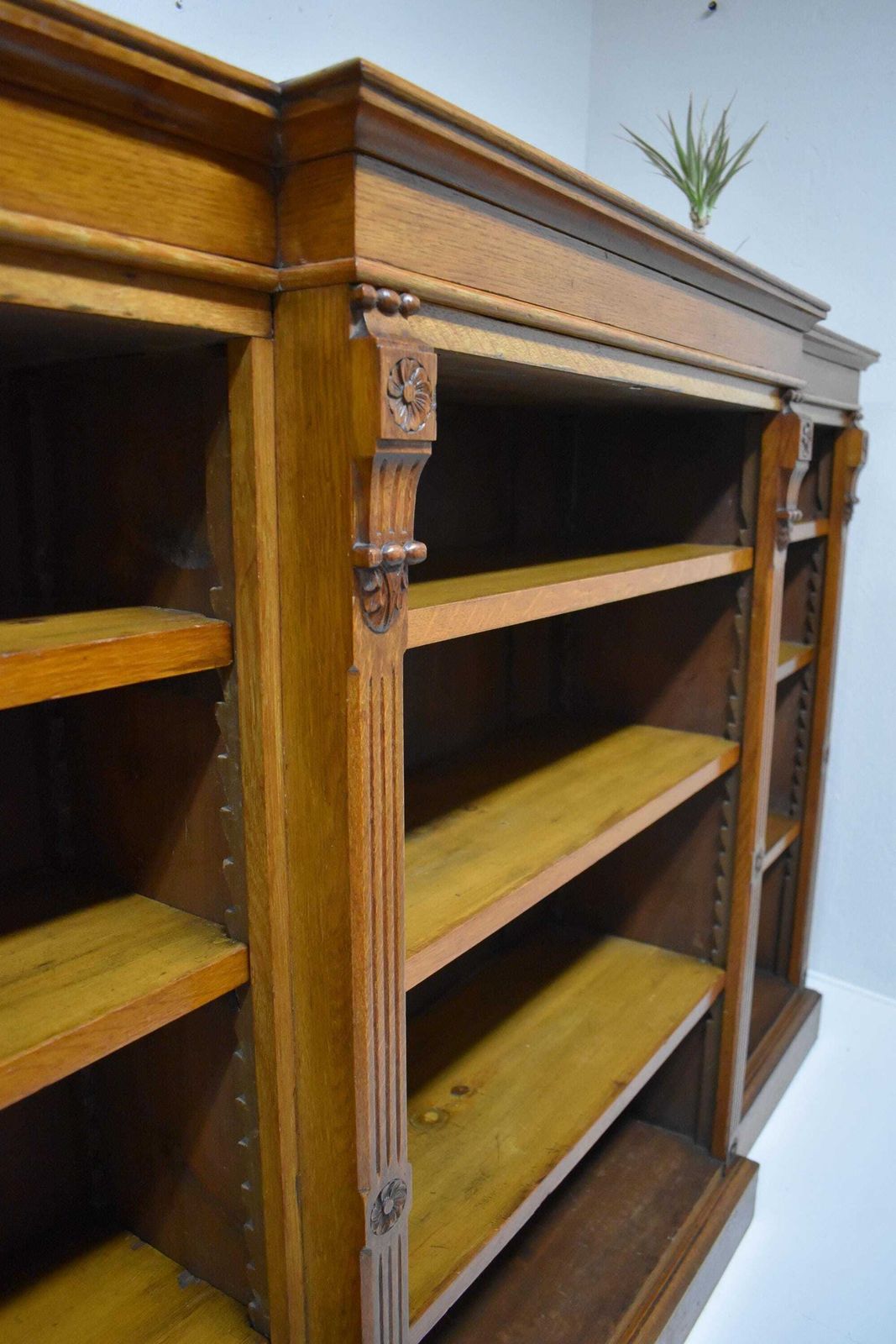 photo furniture Large Antique Victorian Oak Library Breakfront Barristers Display Bookcase