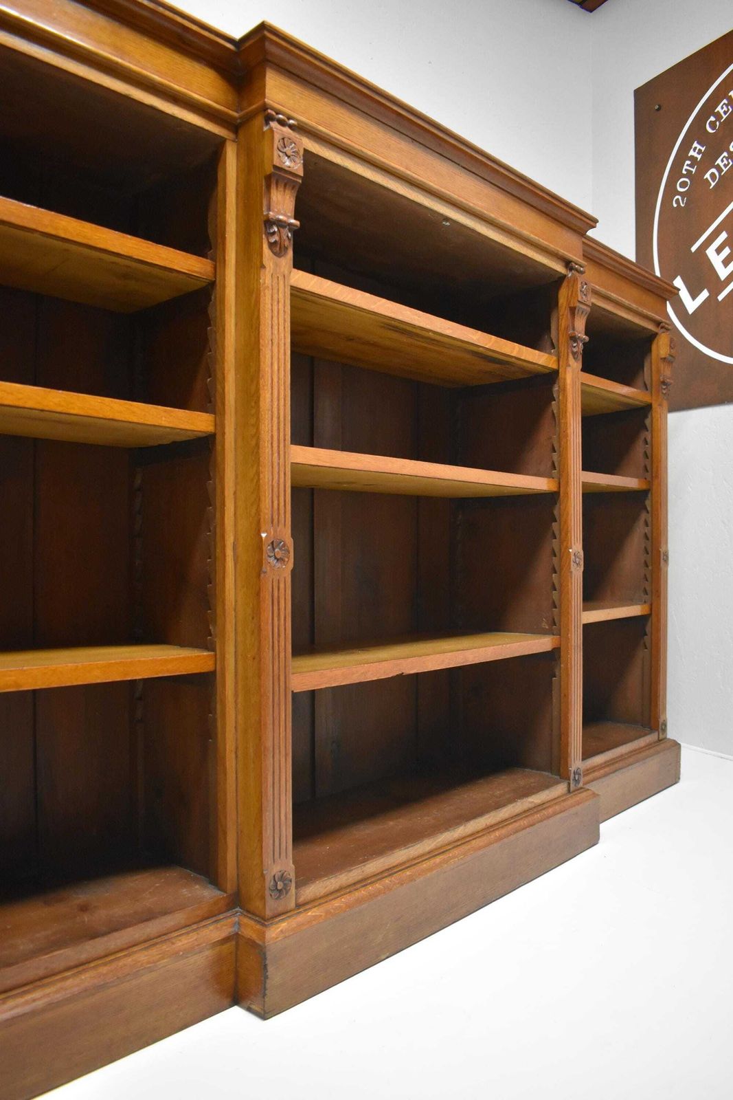 Furniture Large Antique Victorian Oak Library Breakfront Barristers Display Bookcase photo