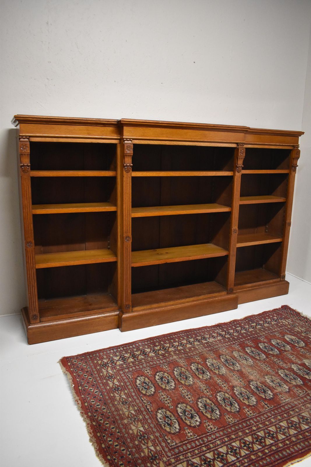 1565.0 Large Antique Victorian Oak Library Breakfront Barristers Display Bookcase photo