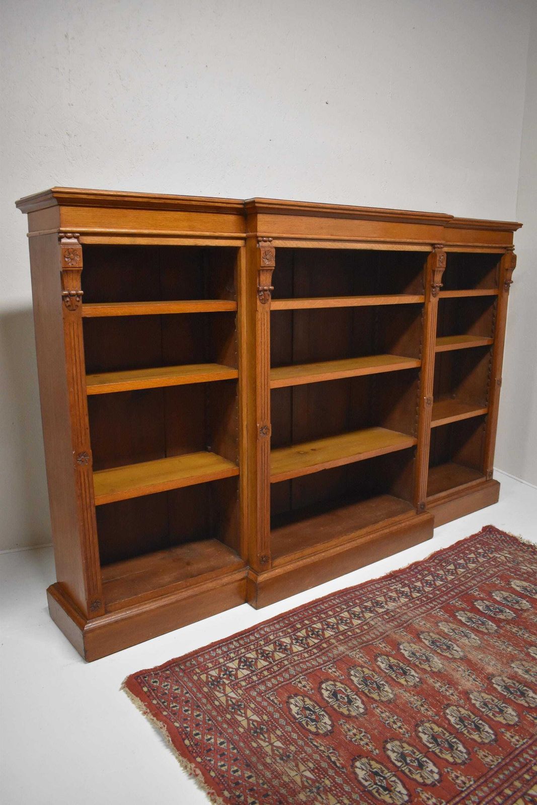 photo buy Large Antique Victorian Oak Library Breakfront Barristers Display Bookcase