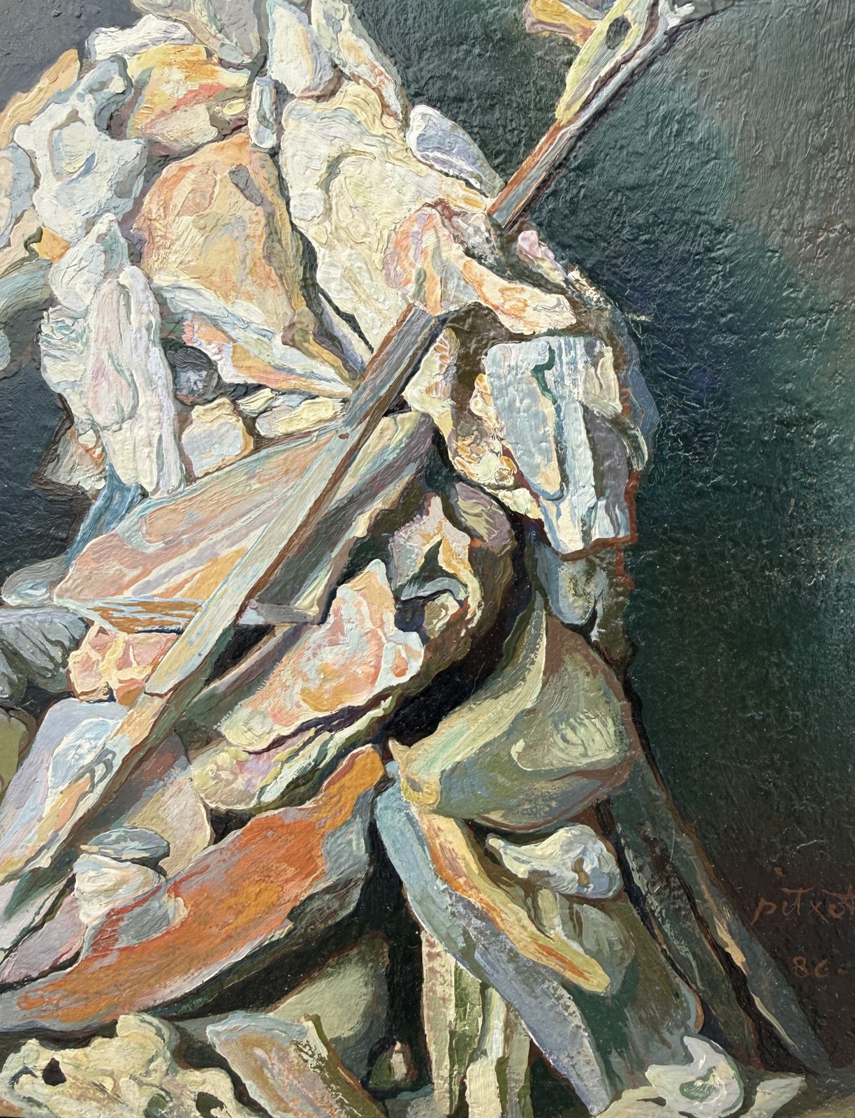 Antoni Pitxot Surrealist Mineral Still Life With Dalinian Organic Forms And Textured Surface 1986 photo Art
