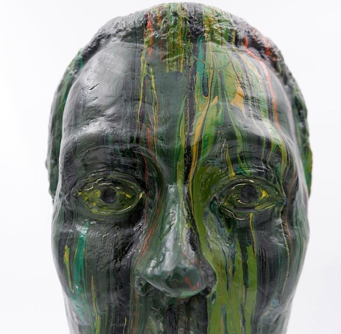 Signed Plaster Sculpture, Poured Colors, Decorative Art, 21st Century photo vinterior