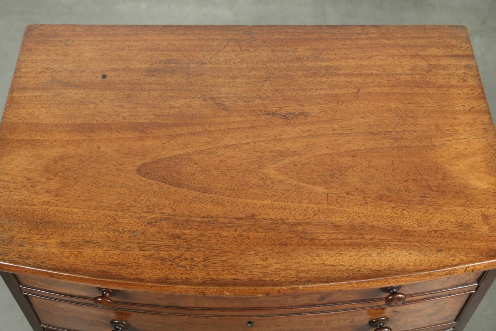Antique 19th Century English Bow Front Chest Of Drawers In A Unique, Subtle Size With Beautiful Warm Colors. photo buy
