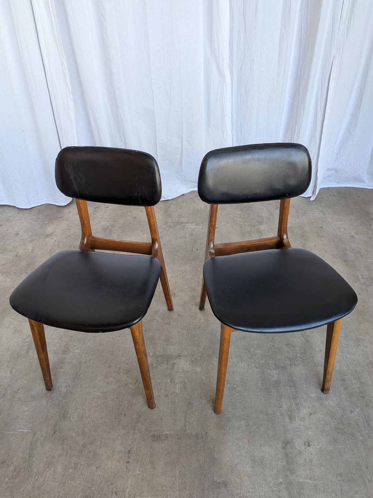 Set Of 2 Vintage Stol Kamnik Dining Chair: Black Leather, Mid Century Modern photo furniture