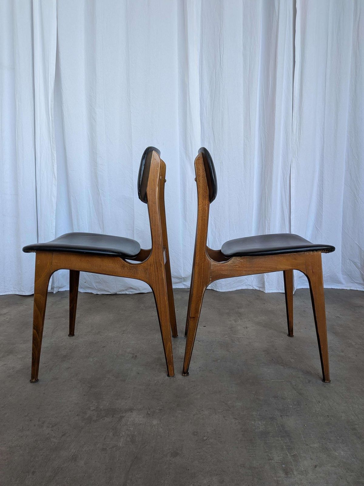 Set Of 2 Vintage Stol Kamnik Dining Chair: Black Leather, Mid Century Modern photo Furniture