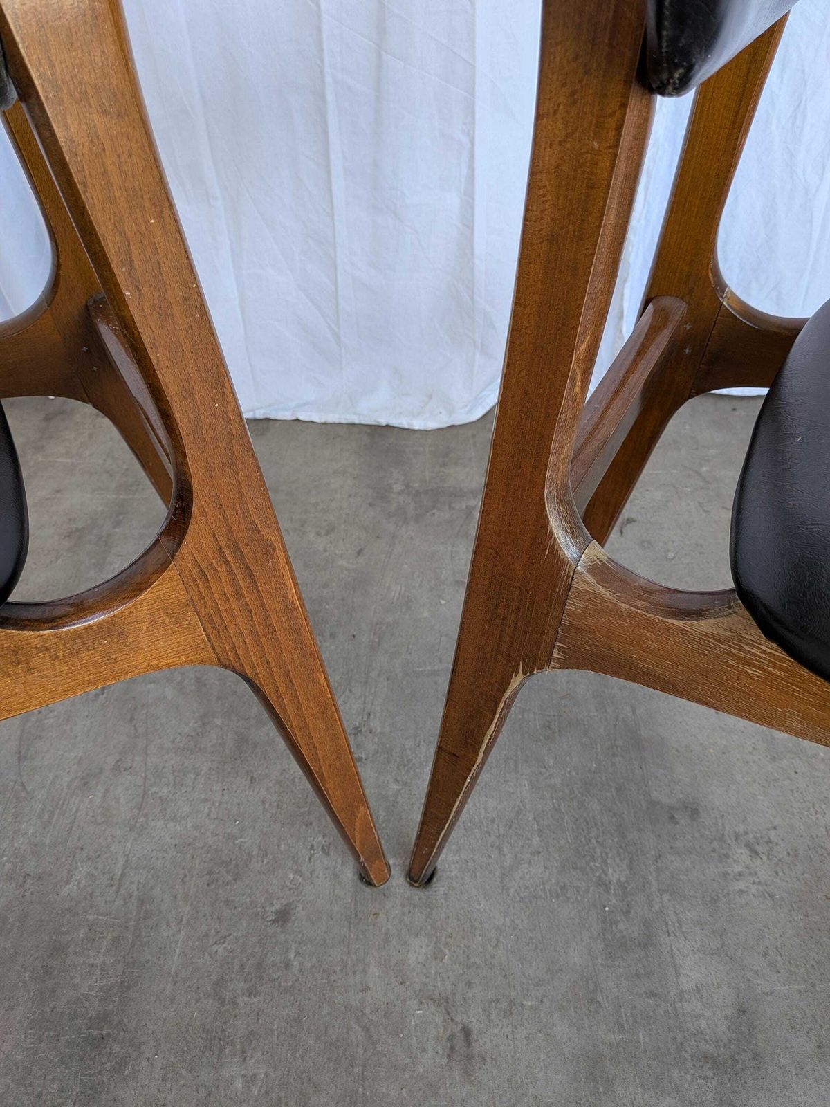 Set Of 2 Vintage Stol Kamnik Dining Chair: Black Leather, Mid Century Modern photo buy