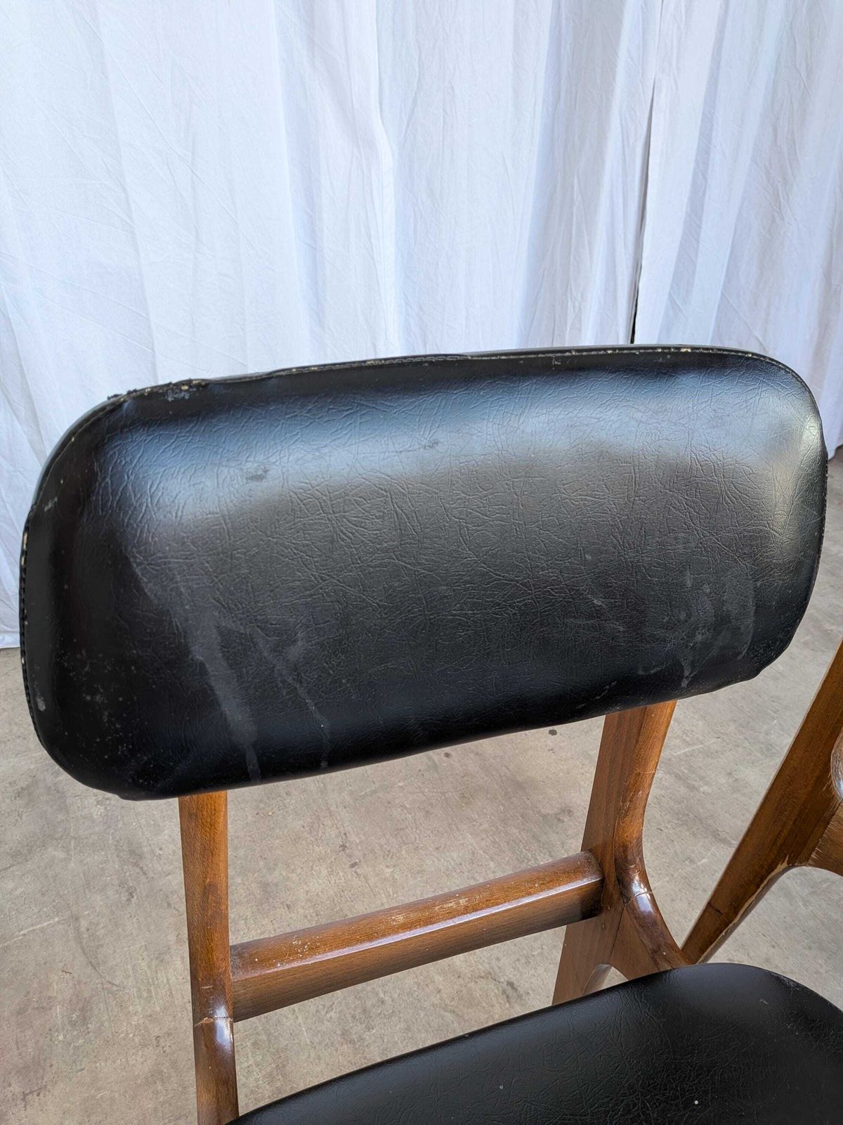 Furniture Set Of 2 Vintage Stol Kamnik Dining Chair: Black Leather, Mid Century Modern photo