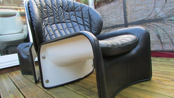 Rare Leather 'Lotus' Armchair By Strassle Of Switzerland Circa 1960s Reminscent Of Joe Columbo photo Furniture