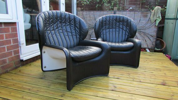 Rare Leather 'Lotus' Armchair By Strassle Of Switzerland Circa 1960s Reminscent Of Joe Columbo photo 3000.0
