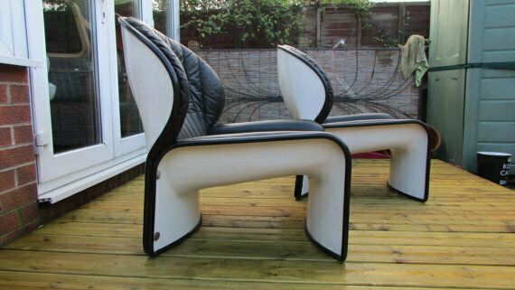 Rare Leather 'Lotus' Armchair By Strassle Of Switzerland Circa 1960s Reminscent Of Joe Columbo photo vinterior