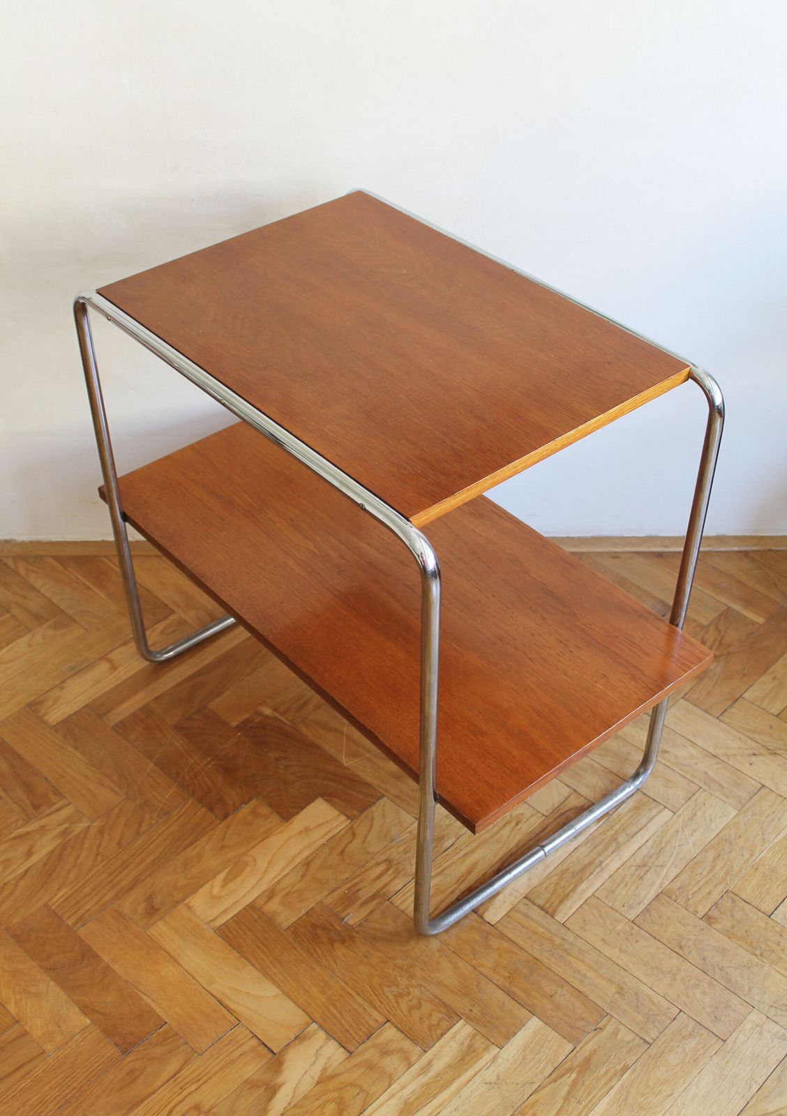 Modernist Tubular Steel Side Table | Marcel Breuer Style photo vintage