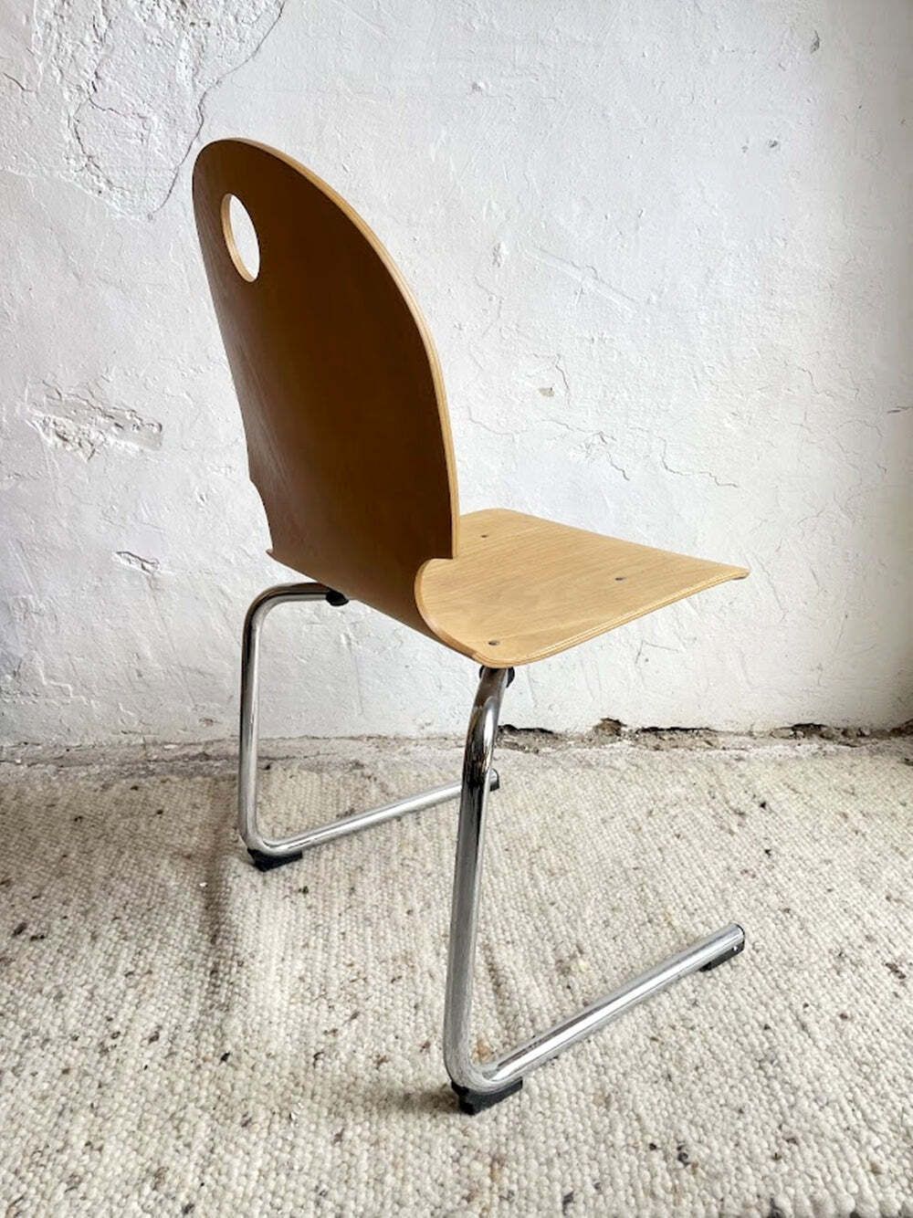 Mid Century Stacking Chair Bentwood And Chrome France 1980s photo 138.0