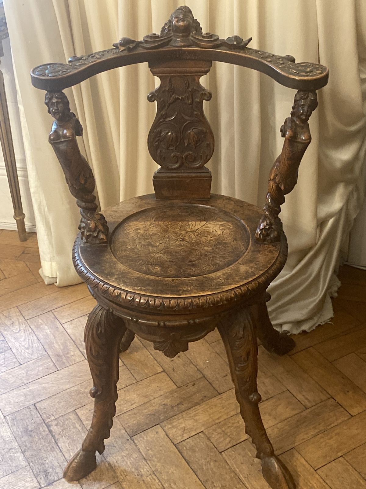 Magnificent Andrea Brustolon Style Chair Italian Baroque photo vintage