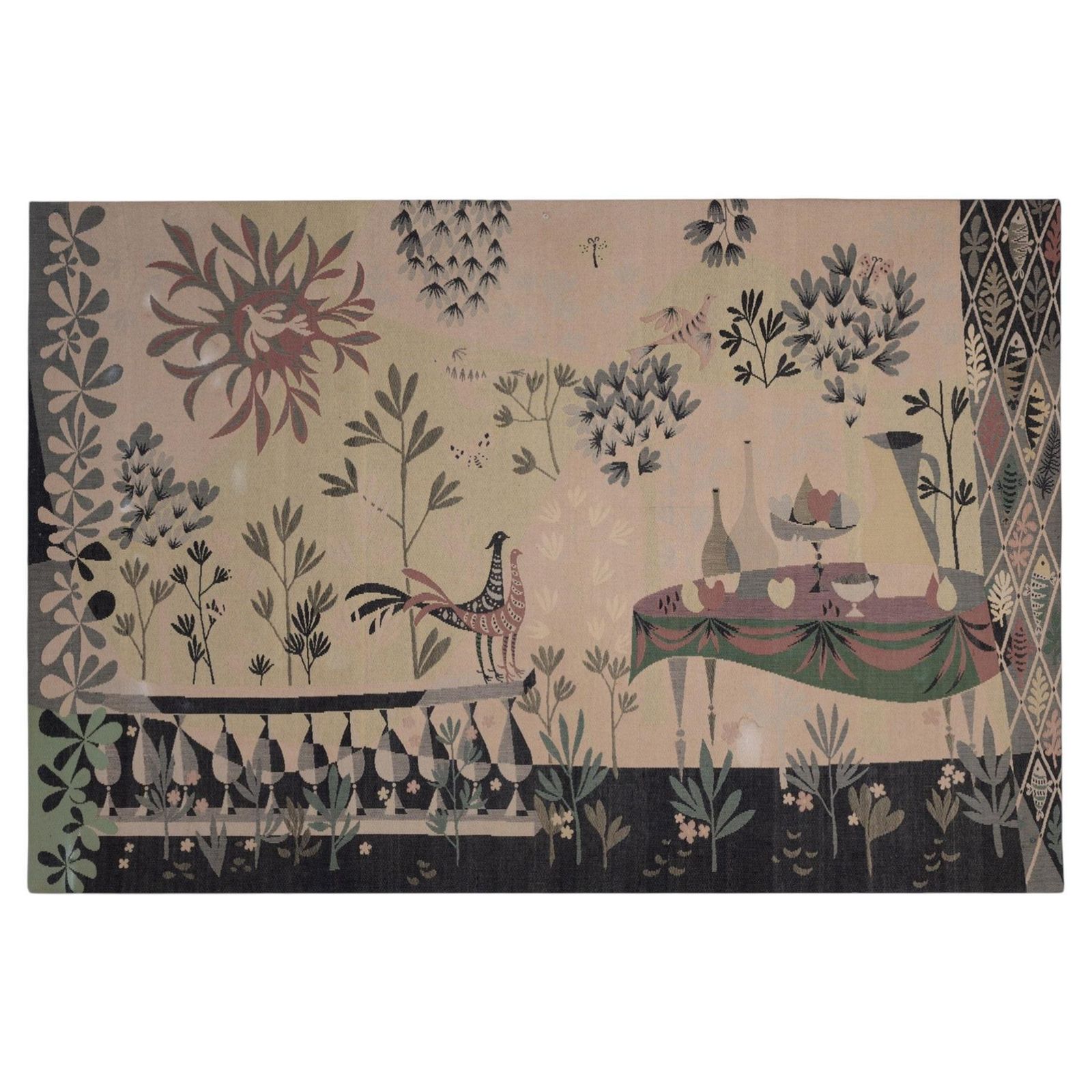 Le Déjeuner Wall Tapestry, Aubusson Style, Signed, 194x135 Cm