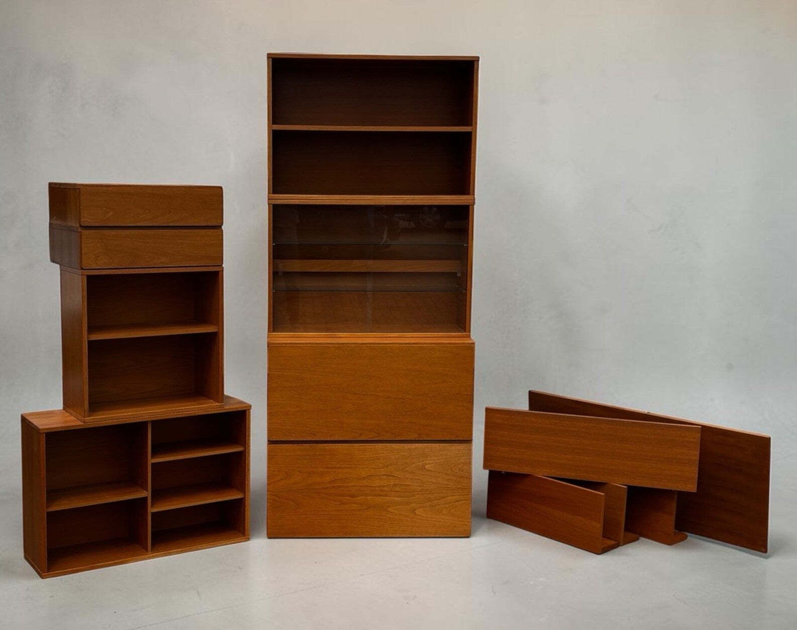 Mid Century 13 Pieces Of Floating Cabinets Display Cabinet, Shelves & Drawers