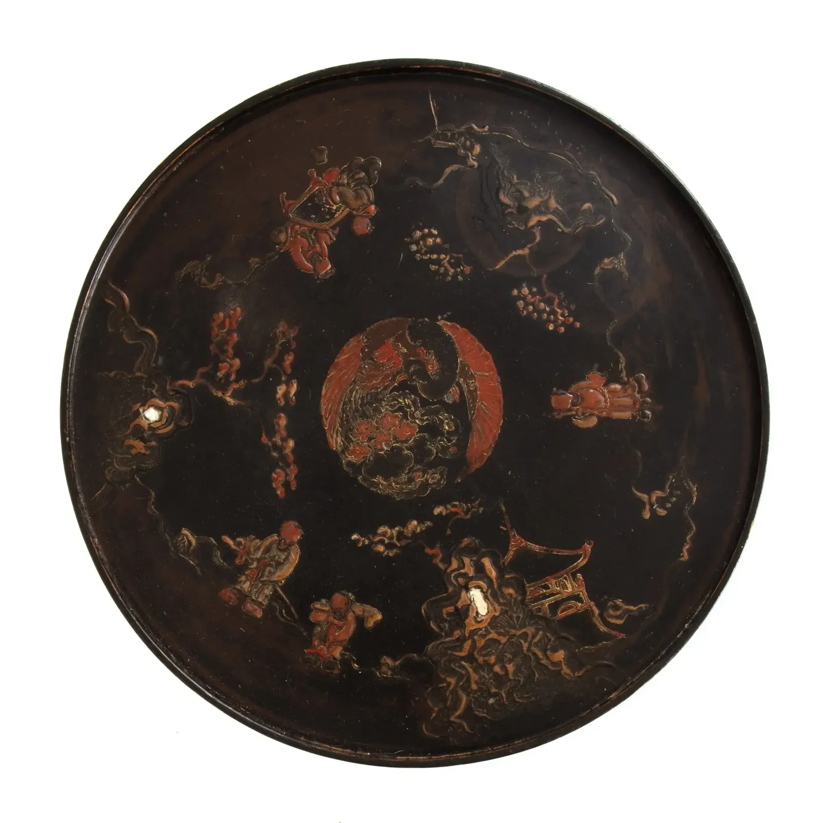 A 20th Century Chinese Black Lacquered Chinoiserie Occasional Table photo furniture