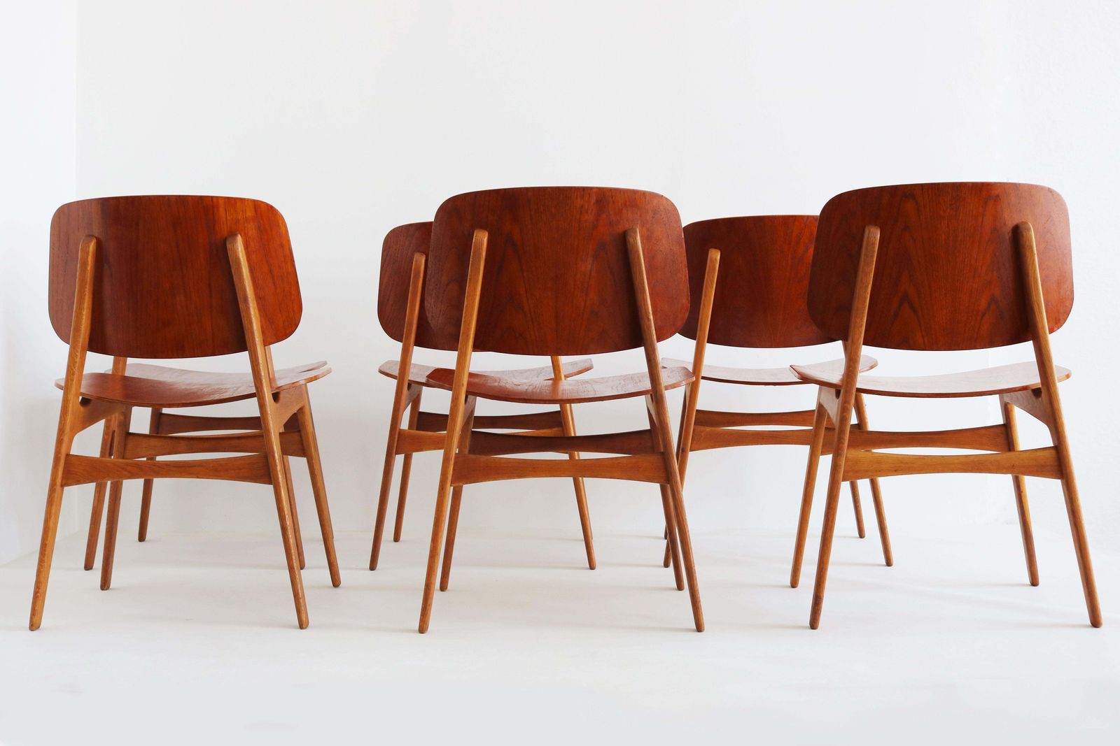 Ensemble de 6 chaises « Shell Chairs » Søborg modèle 155 par Børge Mogensen, Danemark, années 1950 photo Mobilier