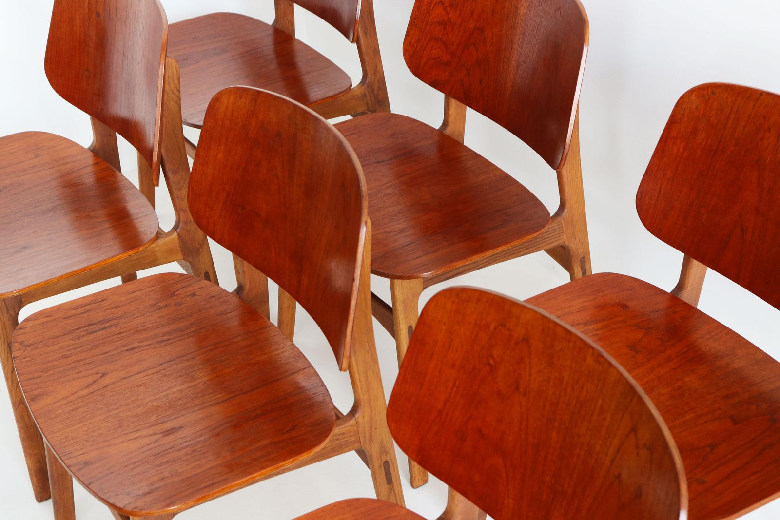 Ensemble de 6 chaises « Shell Chairs » Søborg modèle 155 par Børge Mogensen, Danemark, années 1950 photo vintage