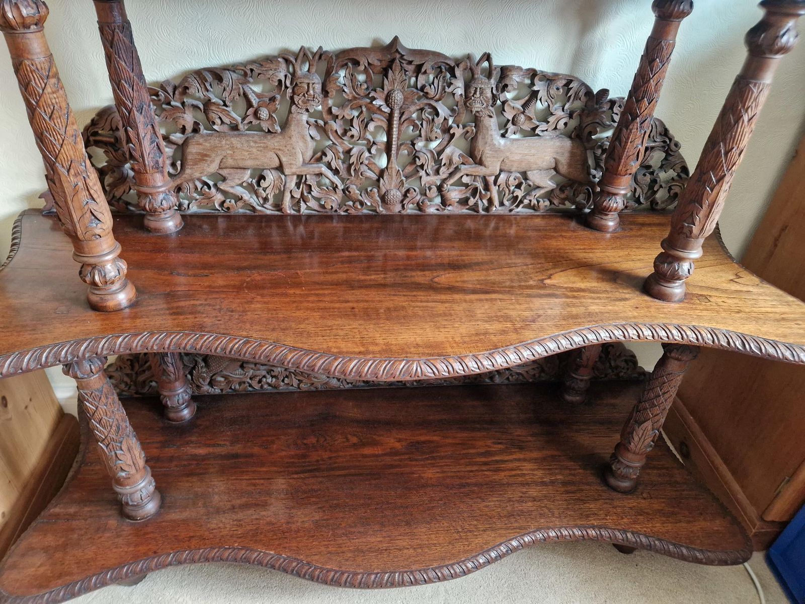 Late 19th Century Burmese Teak Display Cabinet (Deep Pierced Carving) photo for sale