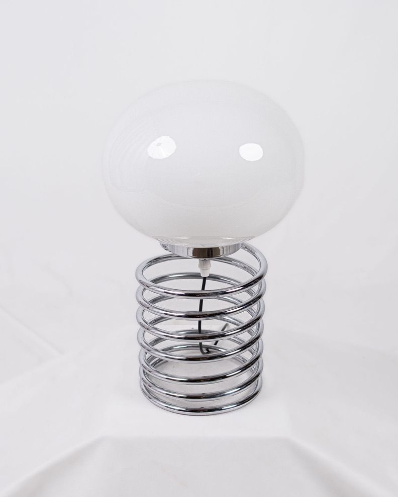Pair Of Chromed Spring Lamps In The Style Of Ingo Maurer, Made In France, 1970s photo 1200.0