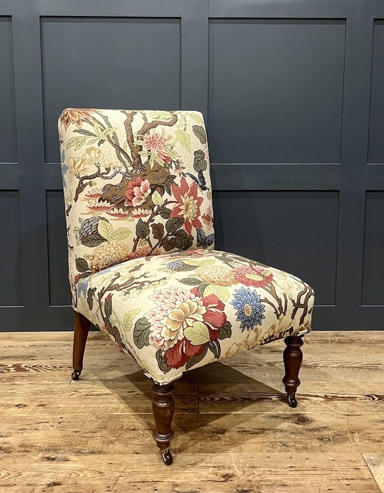 A Rare Pair Of Antique French Upholstered Slipper Chairs photo furniture