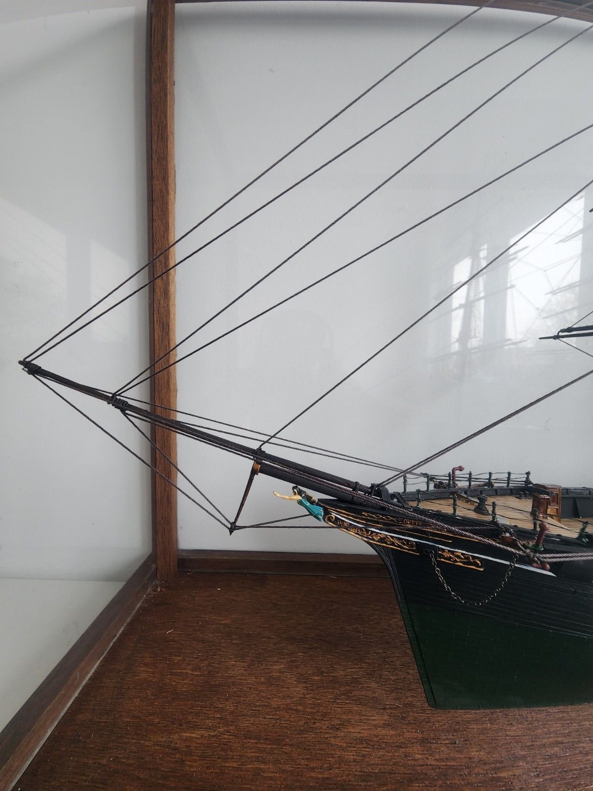 Home Decor Antique Cutty Sark Tea Clipper Ship Model Large Wooden Museum Display Case photo