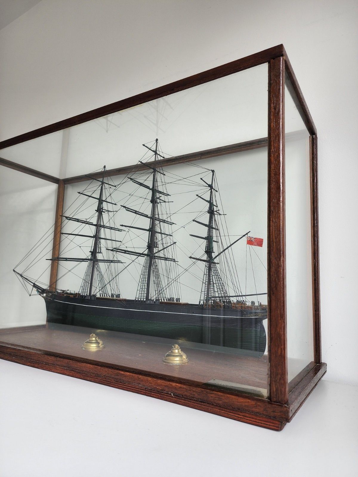 photo vinterior Antique Cutty Sark Tea Clipper Ship Model Large Wooden Museum Display Case