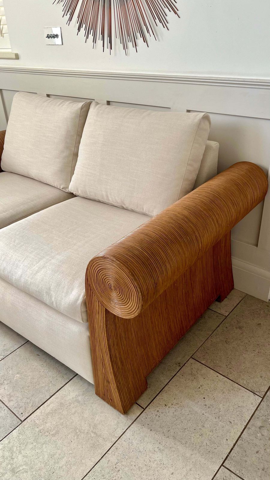 Pencil Reed Rattan Sofa In The Manner Of Gabriella Crespi, C.1970 photo buy