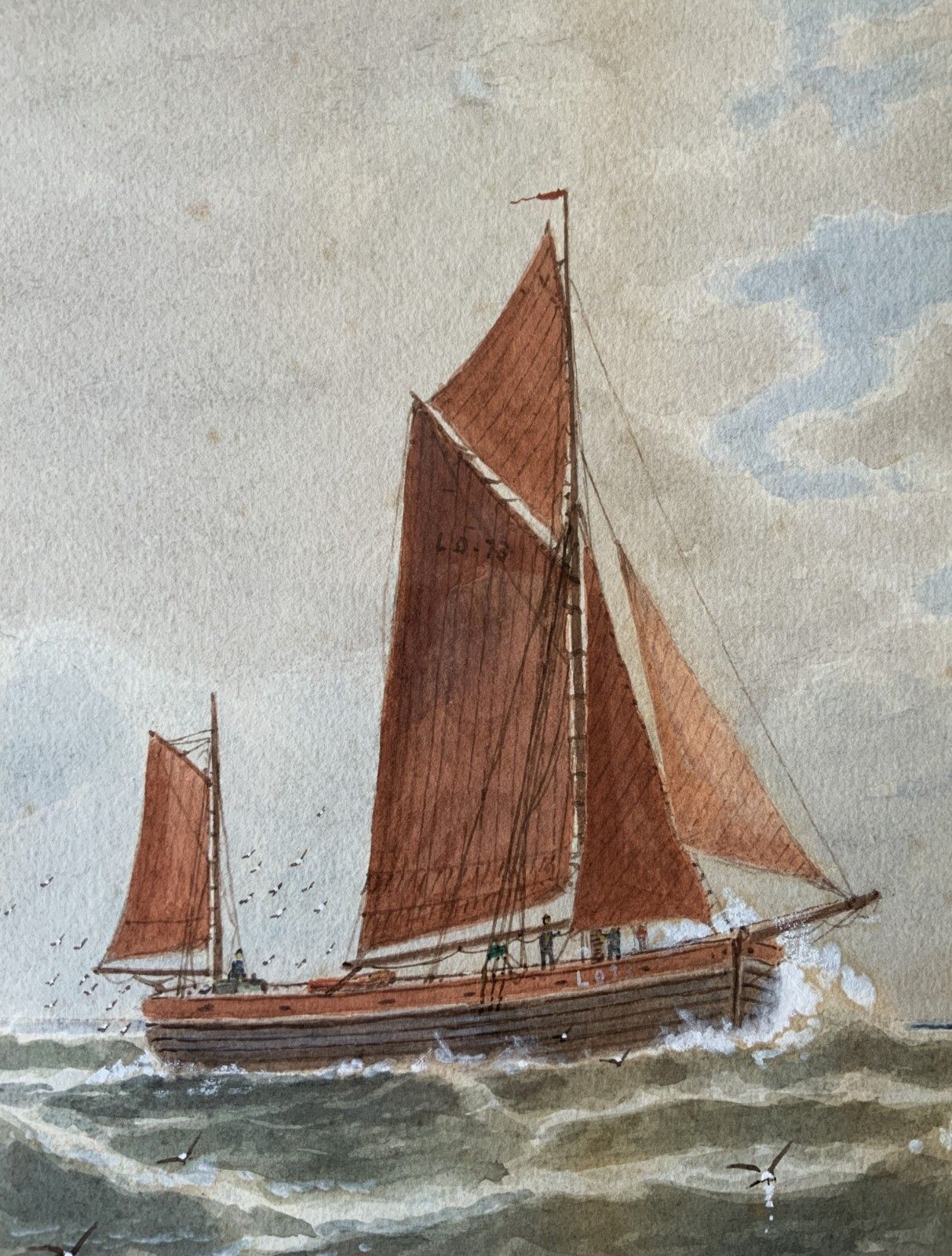 299.0 Lowestoft Seascape Watercolour Painting By George Stanfield Walters (1838 1924) photo