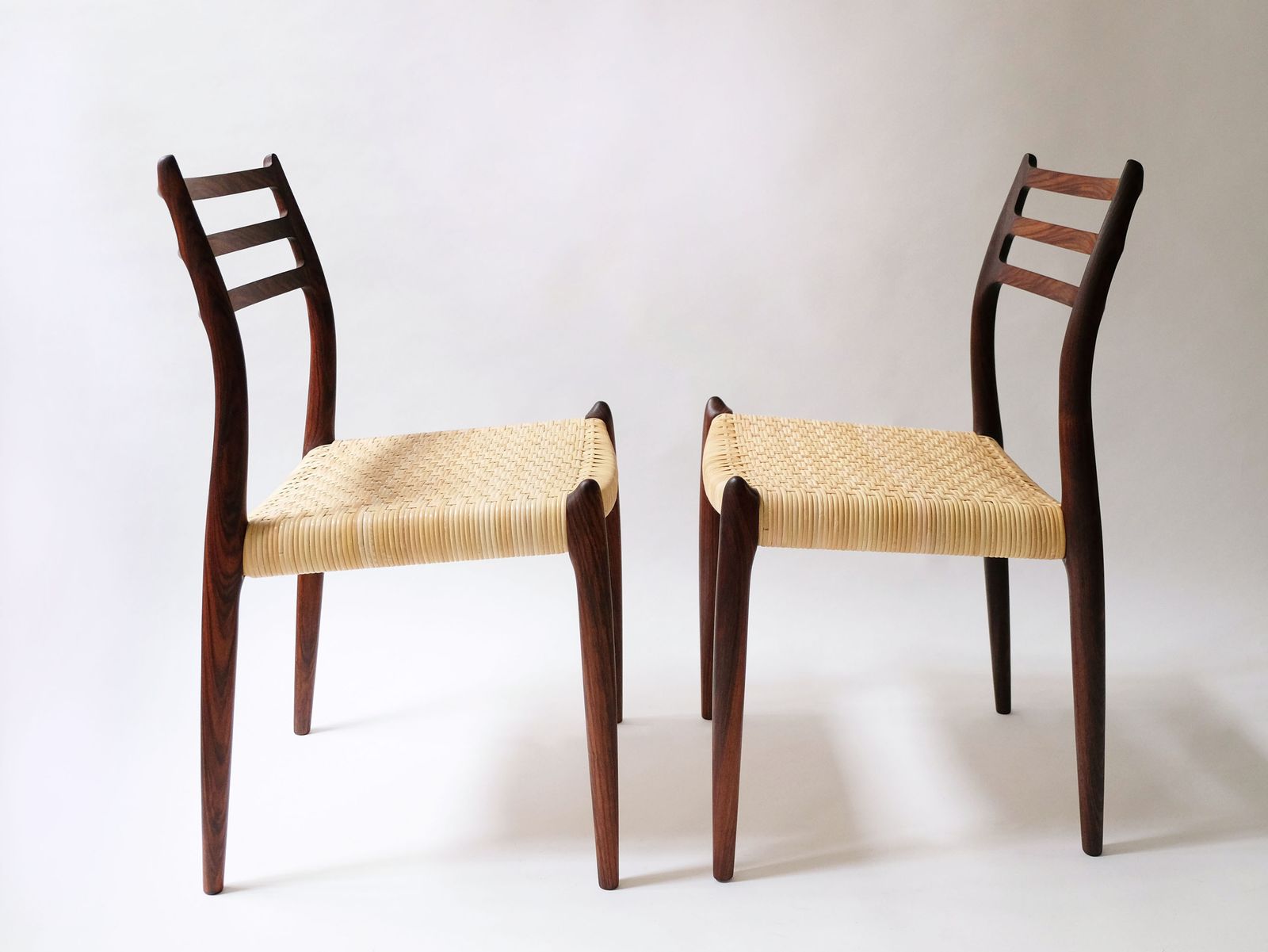 Early Production Of Mid Century Danish Rosewood Model 78 Dining Chair By Niels Otto Møller For J.L. Møllers, 1960s With Rattan Woven Seat photo for sale