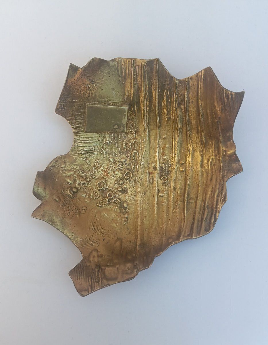 Brutalistisch abstract verguld metalen schaaltje, ca. jaren 1960