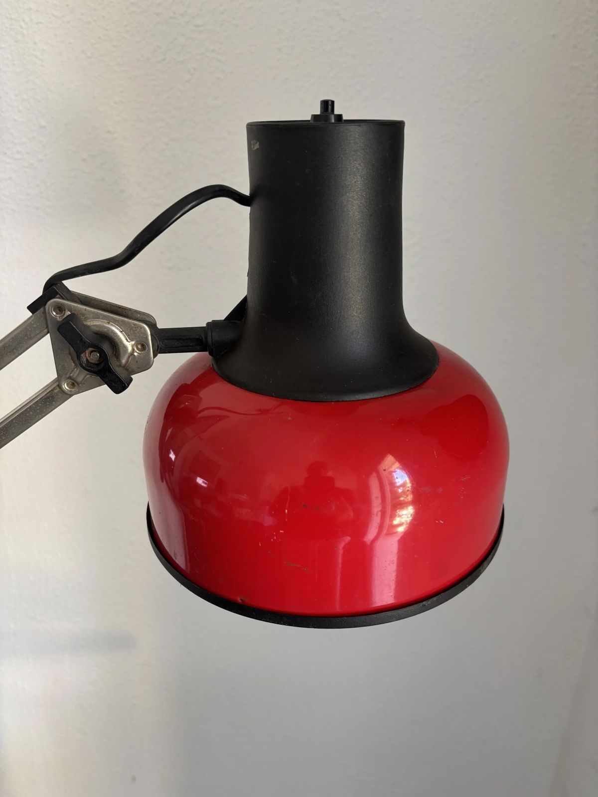Vintage 1970s Architect's Lamp Lival P12 Finland Red Steel   65 Cm photo Lighting