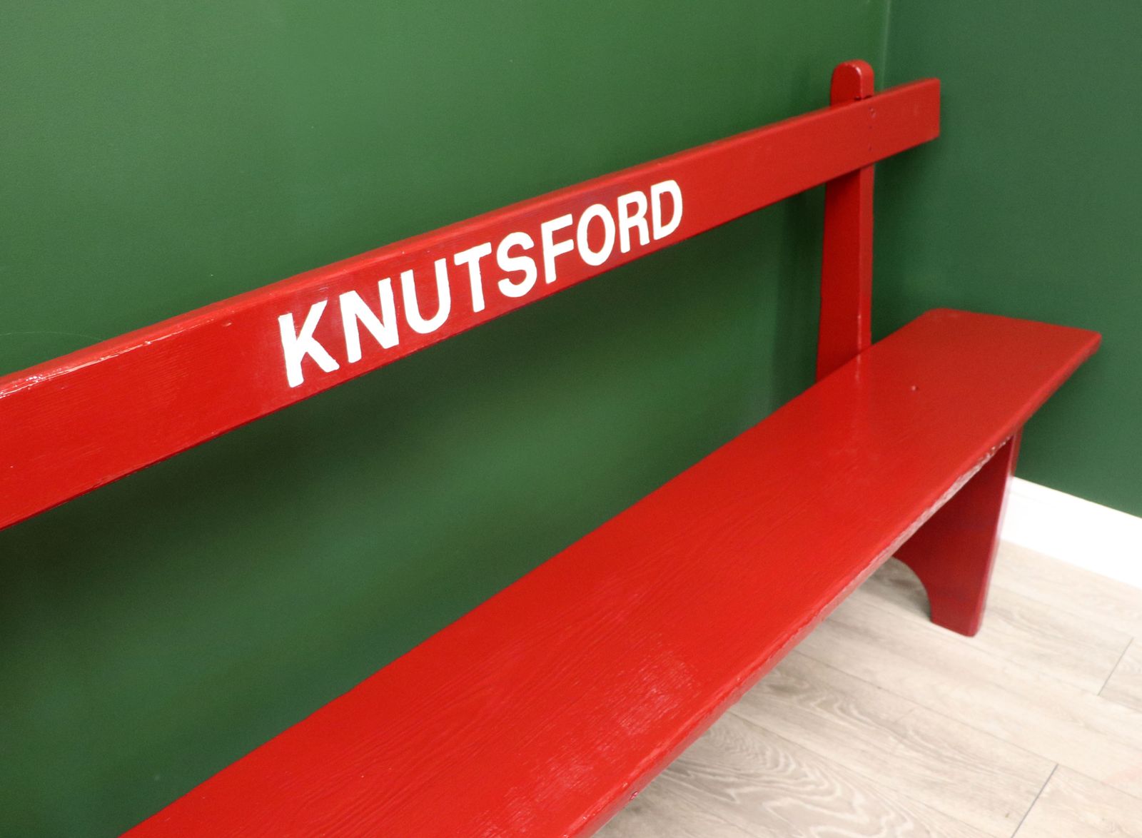 photo furniture A Lovely Red Painted Wooden Bench Later Inscribed With Knutsford.