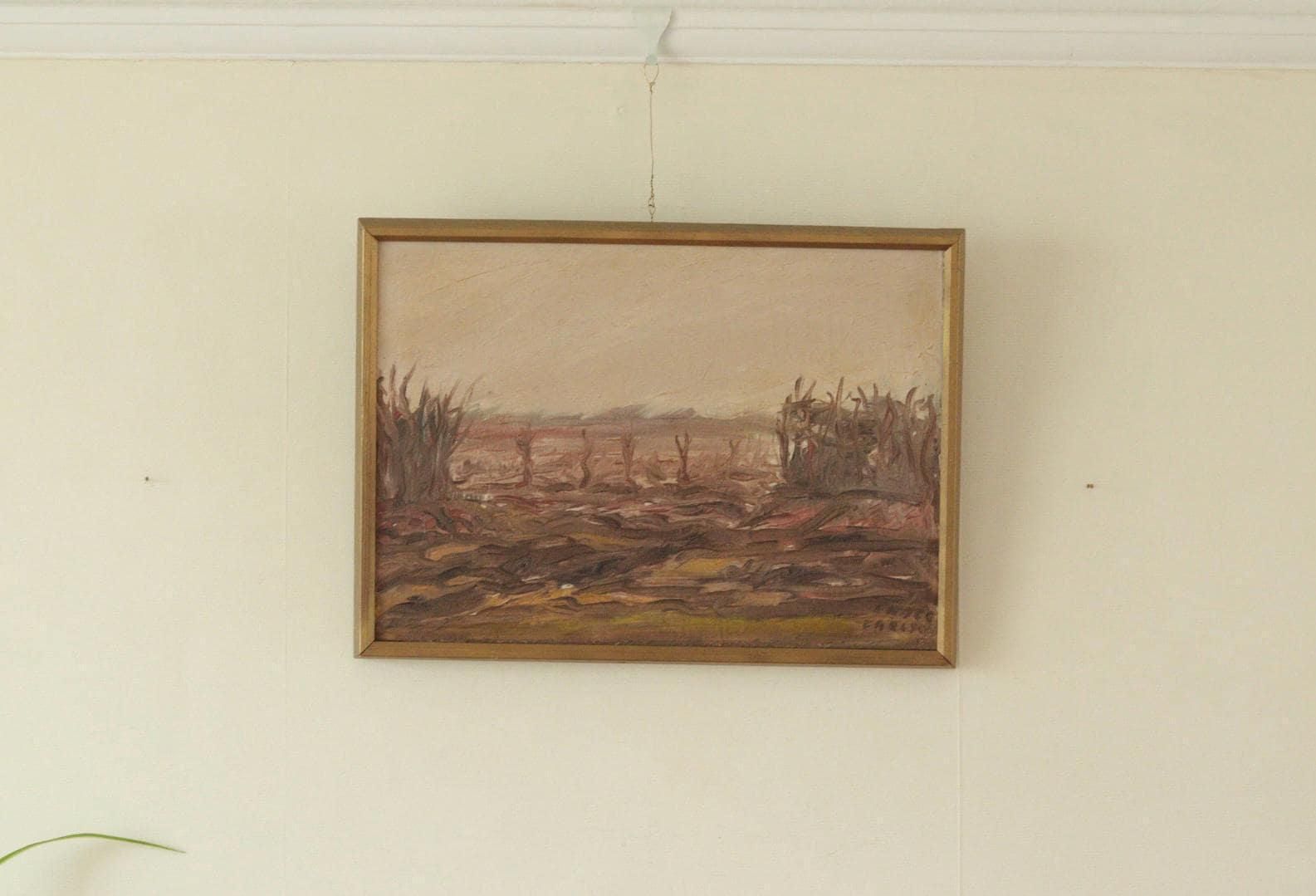 Original Swedish Mid Century Oil On Panel – “Borås” By Thage Carlson – Framed | 48 X 35 Cm (18.9 X 13.8 In)